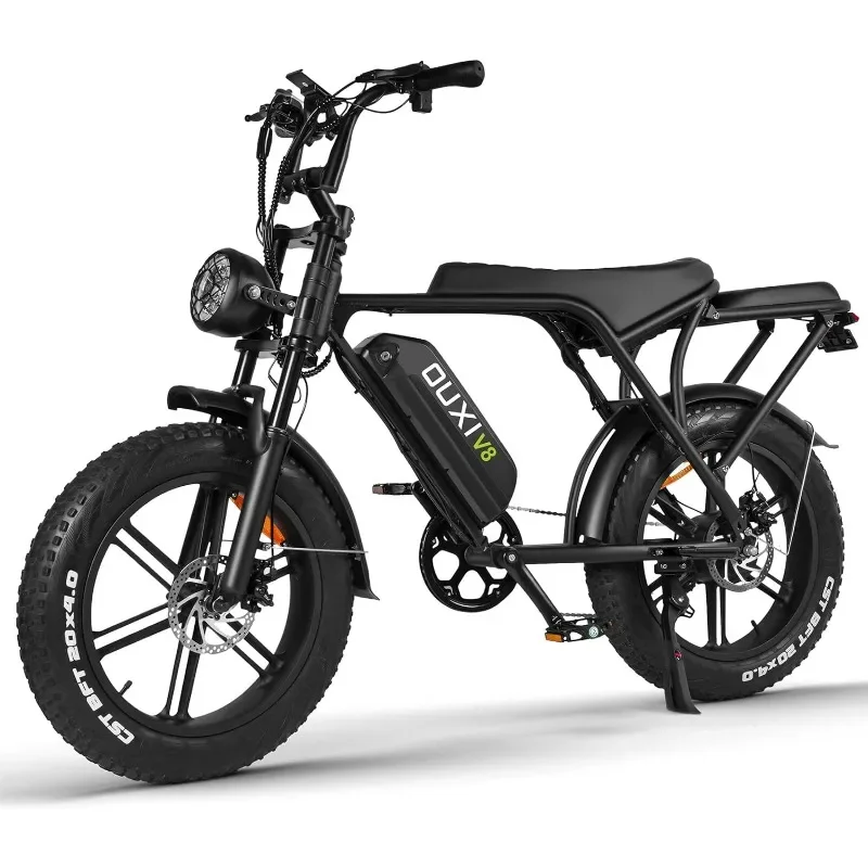 V8 Electric Bike Adults, Electric Mountain Bike with 750W Motor 48V 15Ah Removable Larger Battery 31MPH 20'' Fat Tire E Bike