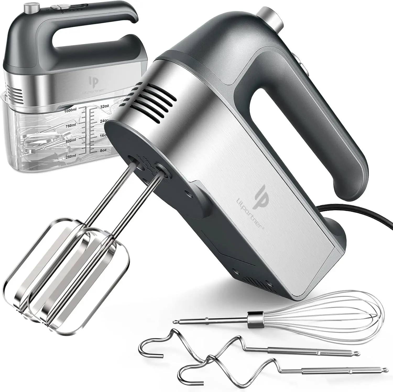 

450W Electric Hand Mixer with Storage Case, 5 Speeds & Turbo Boost for Easy Baking
