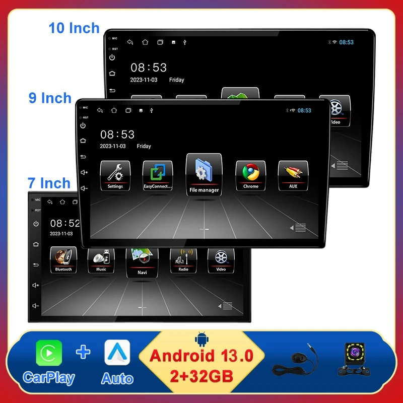

7/9/10 inch Universal Car Stereo Radio Wireless Carplay Android Auto Player GPS For Toyota Volkswagen Hyundai Nissan Kia Honda