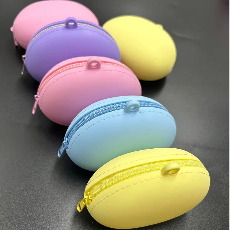 Candy Color Silicone Mini Round Coin Holder Case Coin Purses Women Girls Fashion Coin Storage Zipper Wallet for Kids Women
