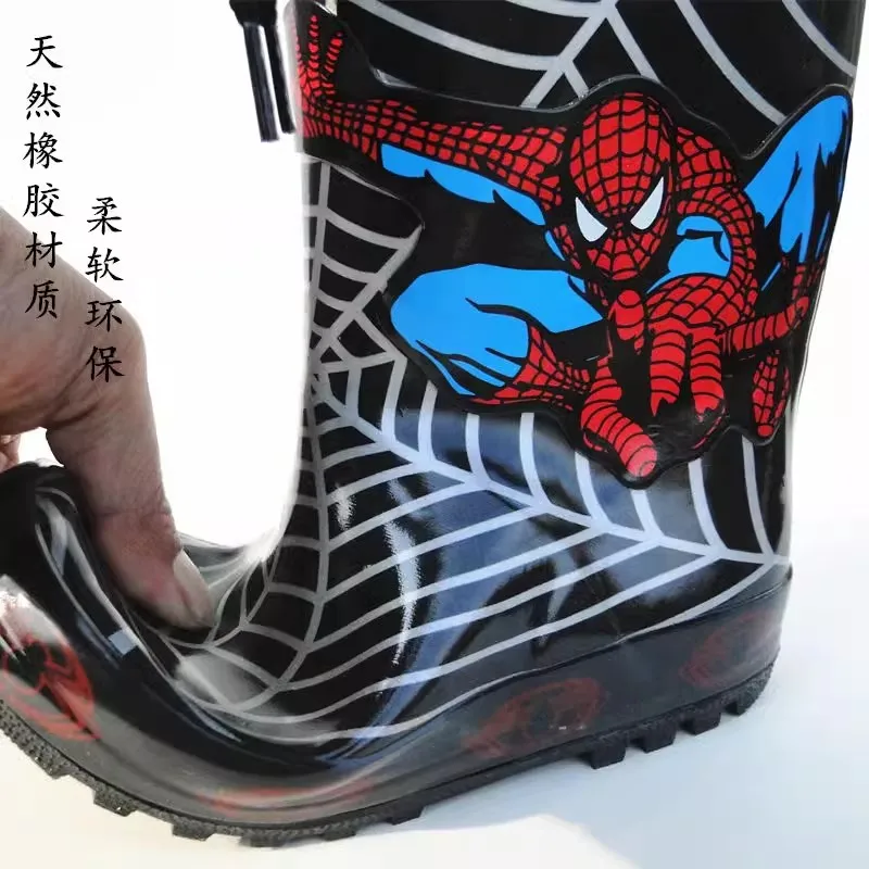 Disney cartoon kids Spider-Man Boots Student Rain Boots Children\'s  Fashion  Shoes Non-Slip Short shoes