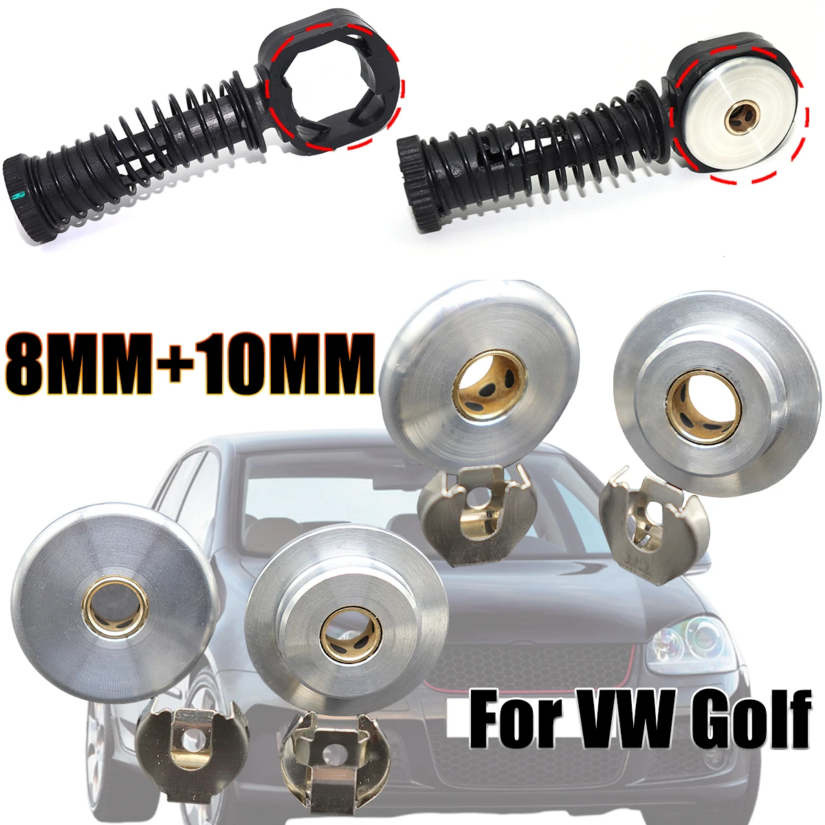 

8MM 10MM Manual Gear Shift Cable Linkage End Rod Shifter Pivot Bushing W/Lock Washer Clip Repair For VW Golf MK4 1J MK5 1K Plus