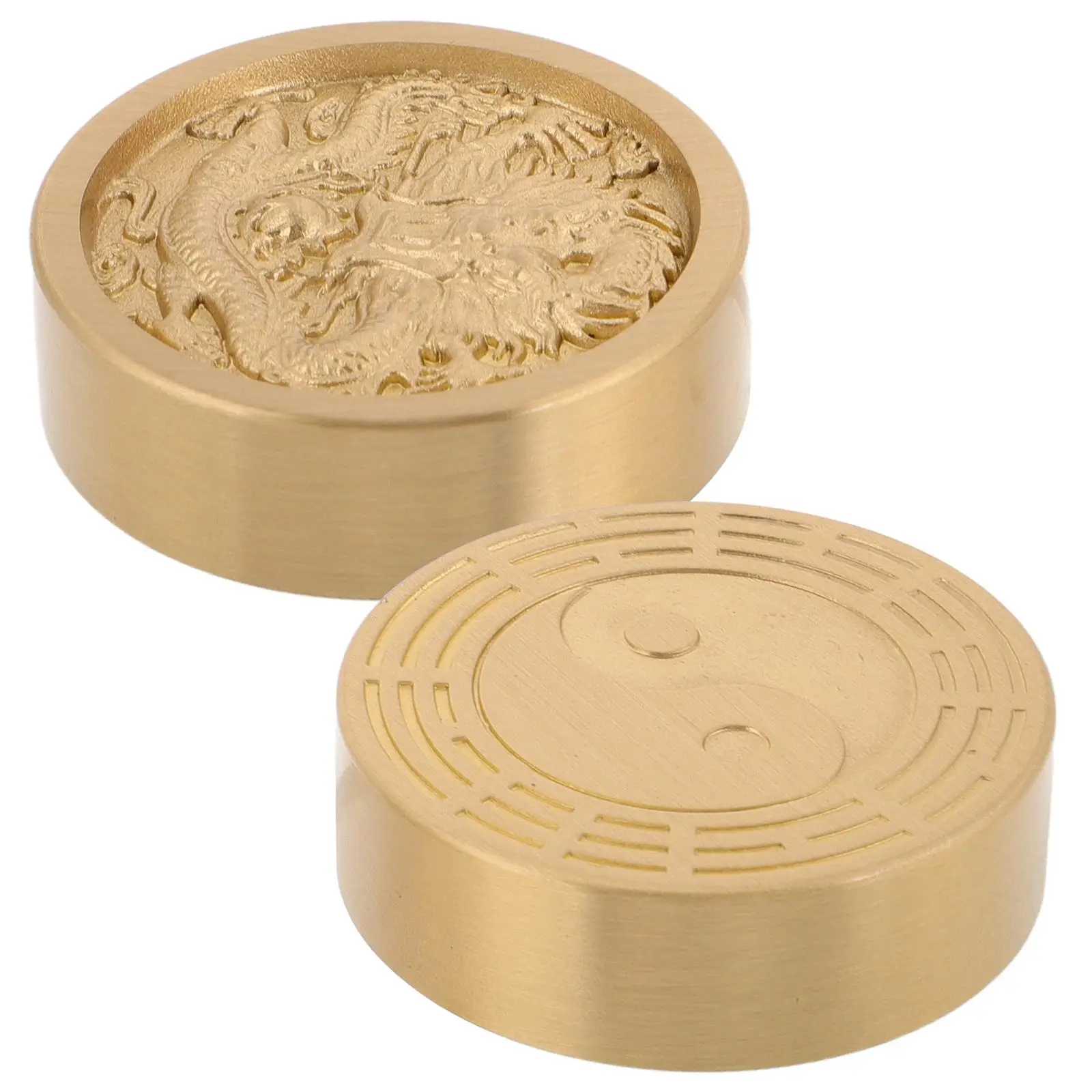 2 Pcs Brass Paperweight Weights for Outdoor Events Town Ruler Metal Golden Pattern Chinese Office