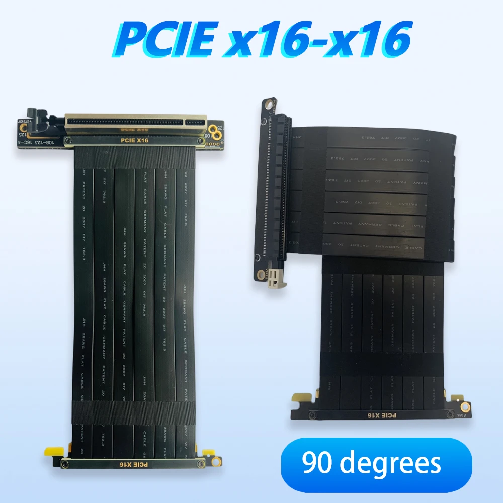 ADT PCIE X4 X8 X16 To X16 Riser Cable Double 90 Degree Right Angled Video Card Extension Cable Gen3 for Graphics Vertical GPU