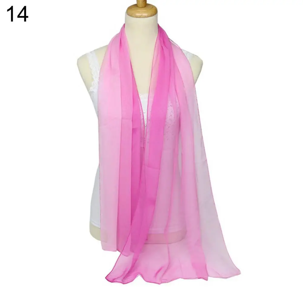 Fashion Gradient Color Voile Scarf Women Lightweight Soft Long Neck Wrap Shawl Chiffon neck Scarf Sunscreen Girl Scarves 스카프