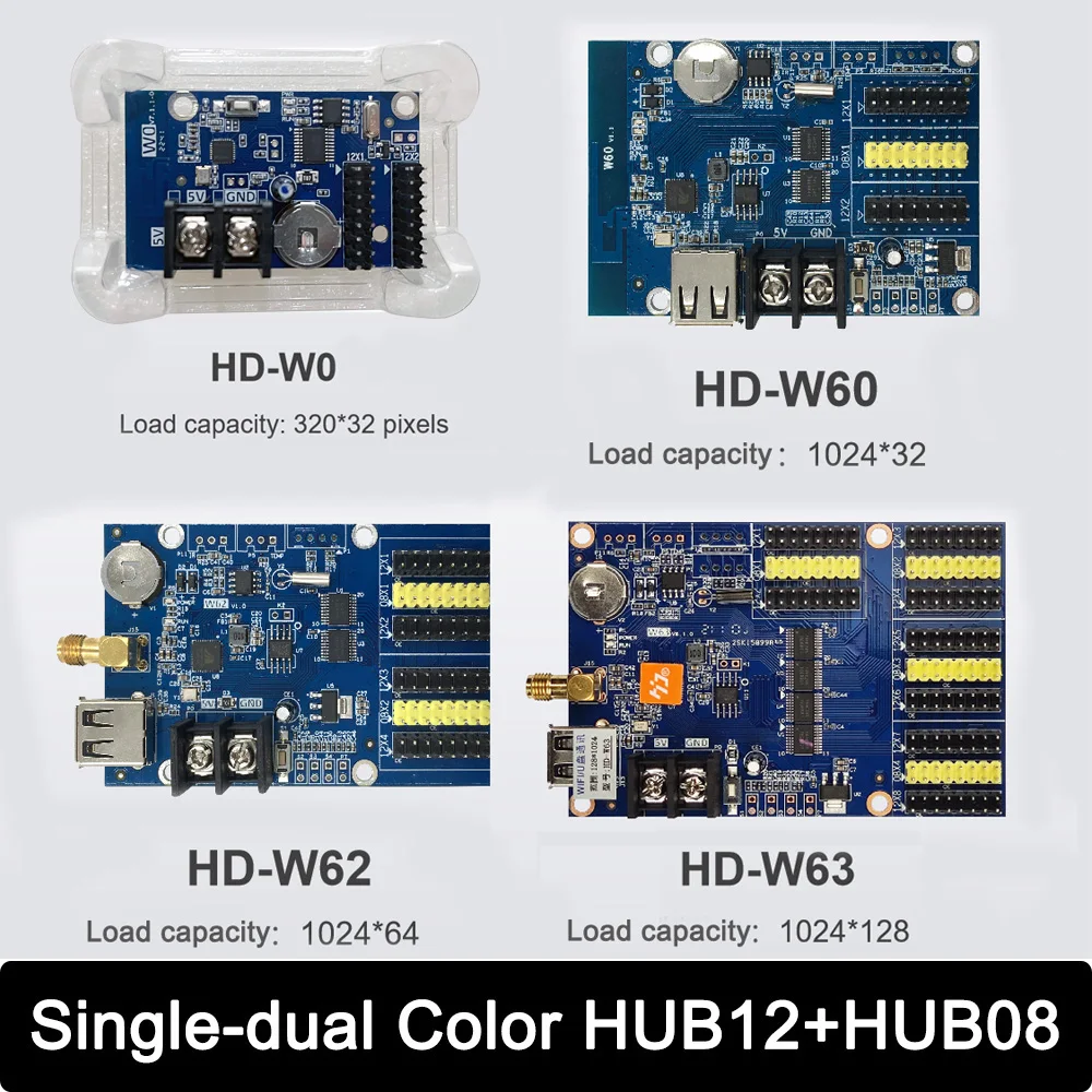 

HD-W60 W62 W63 W0 P10 Single-dual Color Controller,P10 Red LED Module,HUB08 P4.75 Panels,HUB12 P10 LED Sign LED Control Card