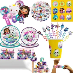 Disney Children's Gabby Birthday Party Decorative Gabby Doll House Flag Tableware Balloon Gifts Kids Birthday Party Supplies