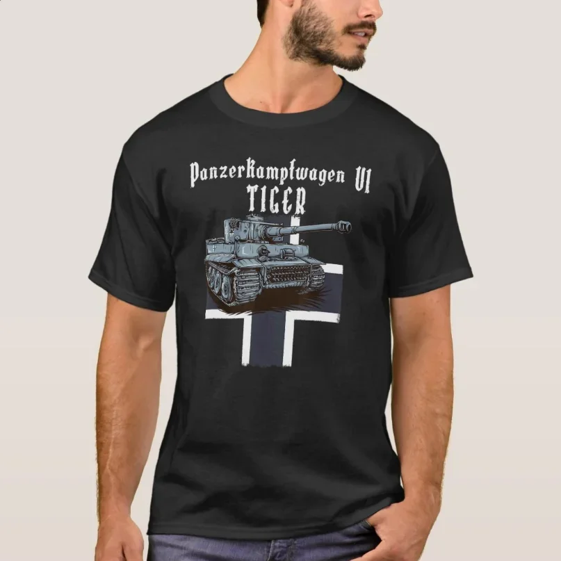 

WWII German Army Wehrmacht Panzer VI Tiger Tank T-Shirt 100% Cotton O-Neck Summer Short Sleeve Casual Mens T-shirt Size S-3XL