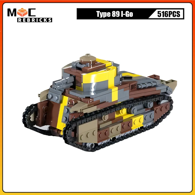 MOC Building Blocks Military Weapon Type 89 I-Go WW2 Medium Tank Technology Armored Vehicle Model Creative DIY Kid's Bricks Toys