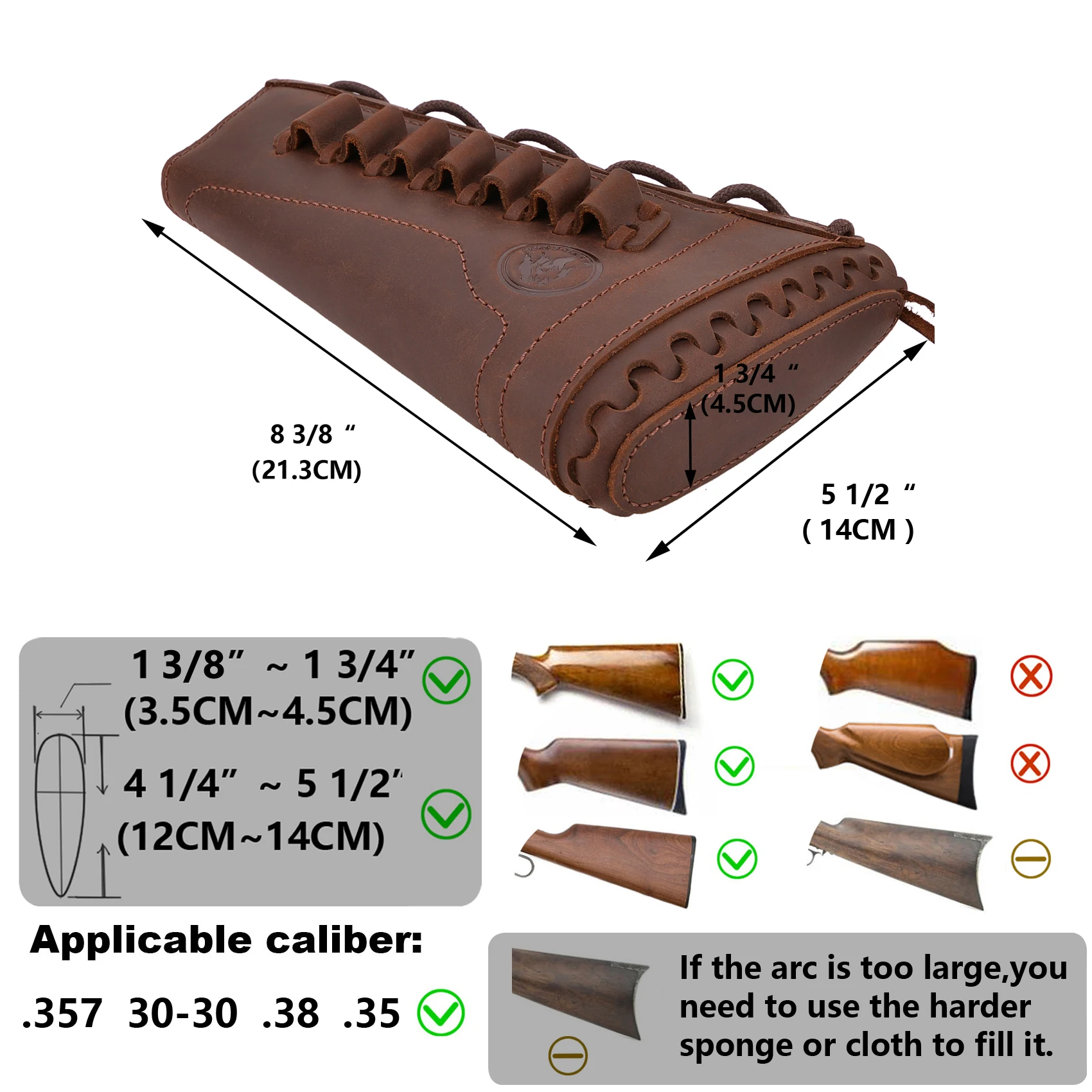 Imagem -03 - Couro Rifle Alça de Ombro Arma Recoil Buttstock Estoque de Arma Cobrir com Trilho Munição Titular Sling. 357. 3030 para o Caçador Certinho