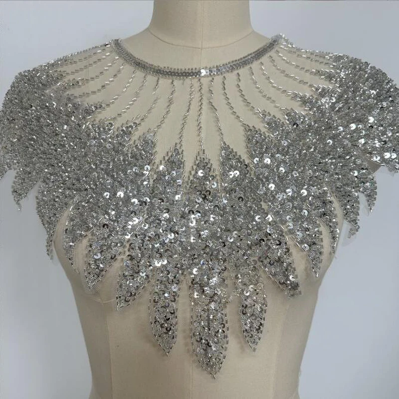 1 Pcs Embroidery Mesh Sequins Bead Embroidery DIY Women\'s Clothing Lace Accessories Cloth Stickers