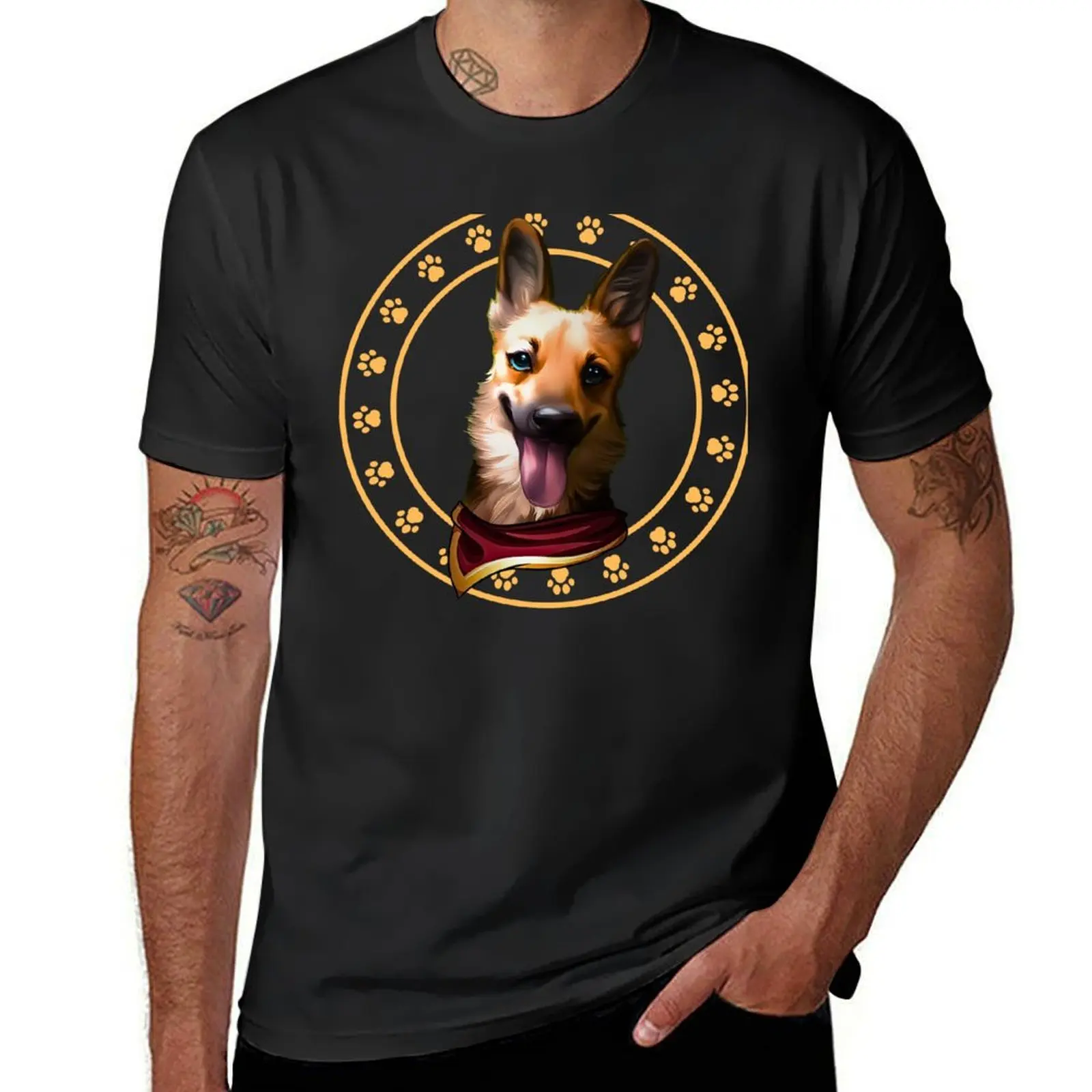 

Joyful Pup: Scarlet Elegance T-Shirt Personalized t-shirt anime stuff basketball graphic tees t shirt men 100℅ cotton
