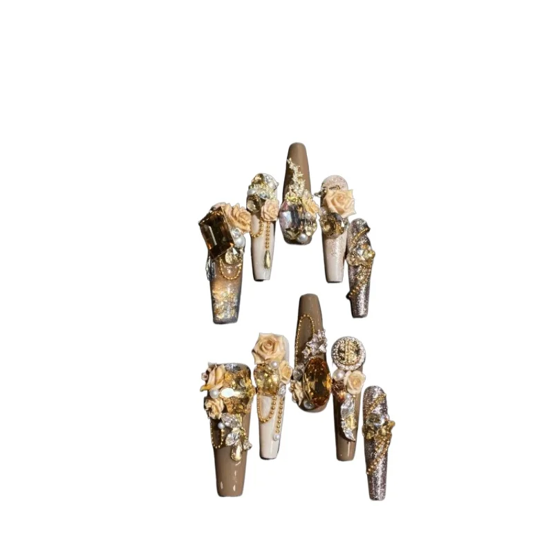 

Hand-worn nail autumn and winter high-grade caramel Maillard carving flow hemp rotating transportation