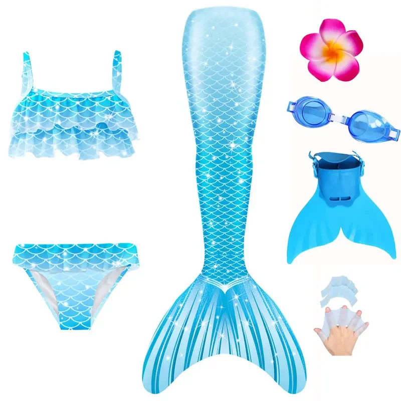 ชุดหางนางเงือกบิกินี่ท็อปส์กางเกงขาสั้นสําหรับสาวว่ายน้ํานางเงือกแฟนซี beachwear ชุดว่ายน้ําชุดคอสเพลย์