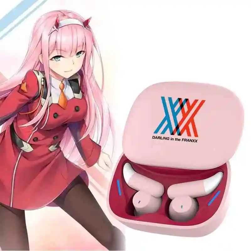 Game DARLING in the FRANXX 02 Cosplay Wireless Earbuds Zero Two Full Set Bluetooth Earphones For Android Bluetooth 5.0 Gift