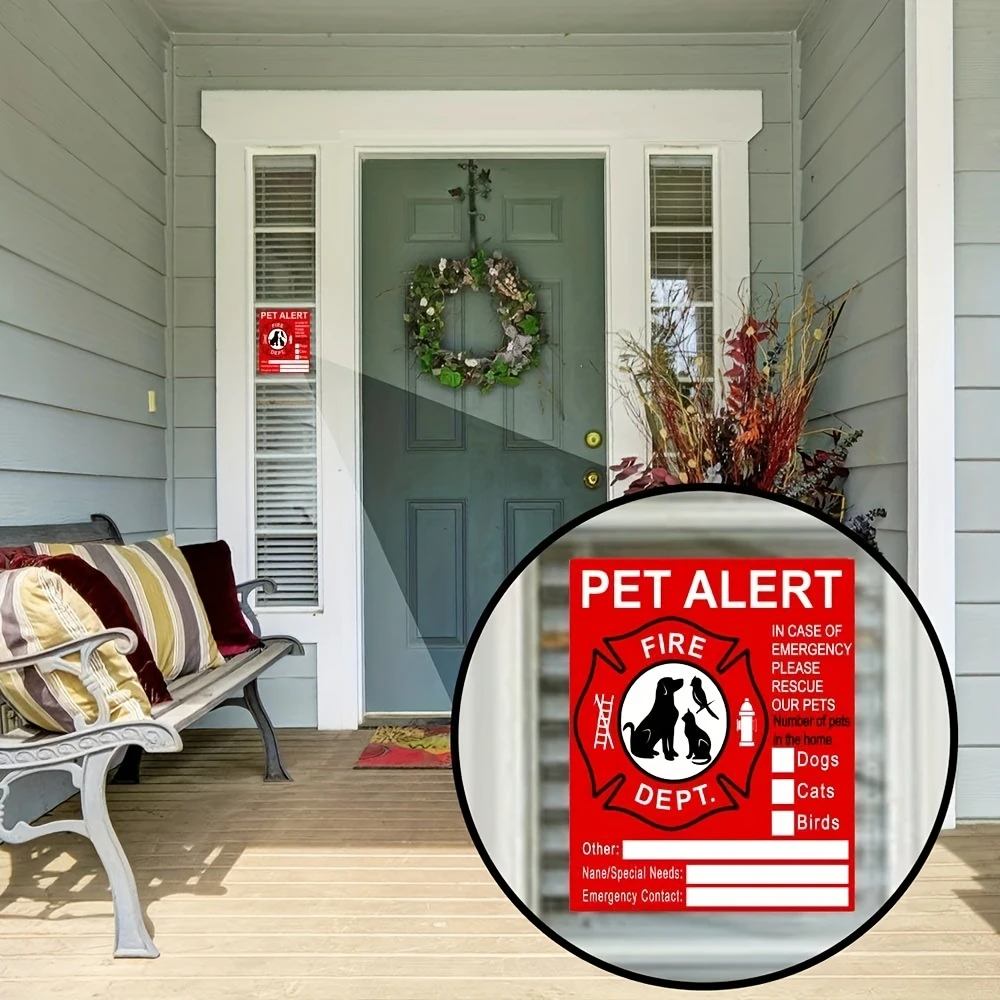 Pet Inside Sticker - 4pcs Alarm Safety Fire Rescue Sticker Stickers - Save Our Cat/Dog Pets In a Fire Emergency