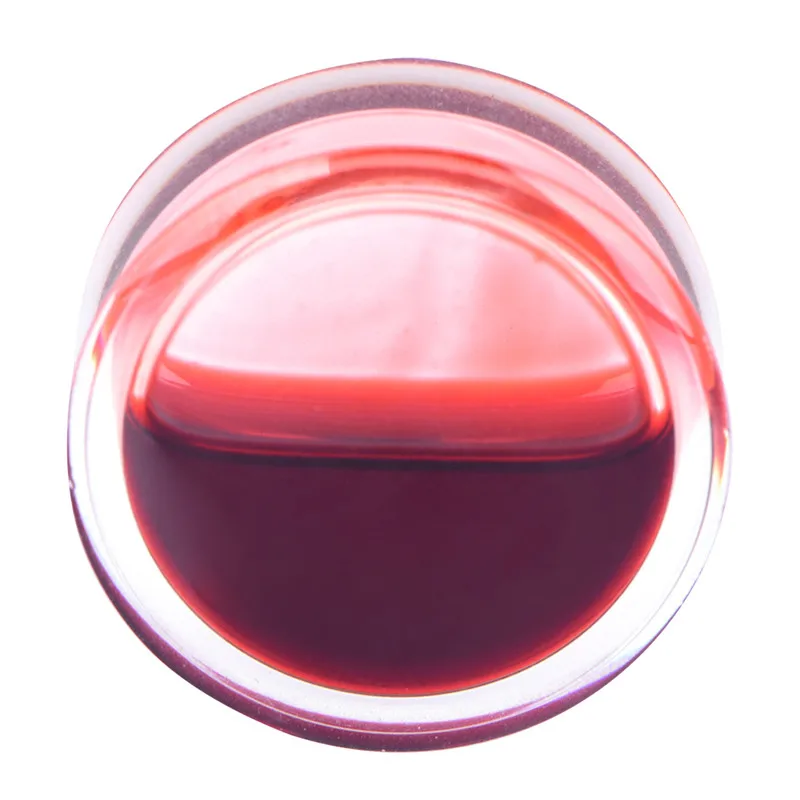 1PC Blood Red Liquid Filled Ear Plugs Flesh Tunnels Earrings Saddle Gauges Jewelry #6