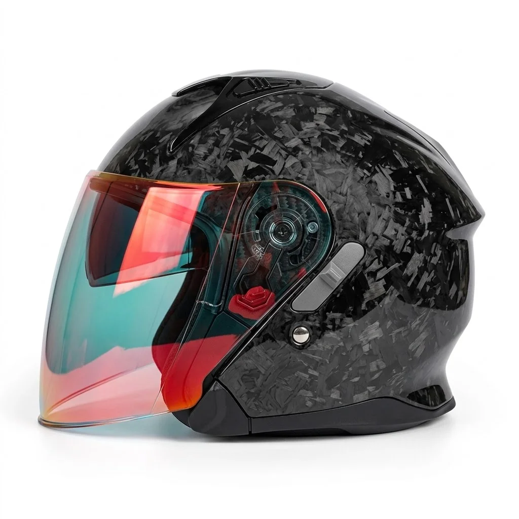 

New Generation Forged Carbon Fiber 3/4 Motorcycle Helmet Unisex with Intelligently Bluetooth Ready More Safety and Efficient