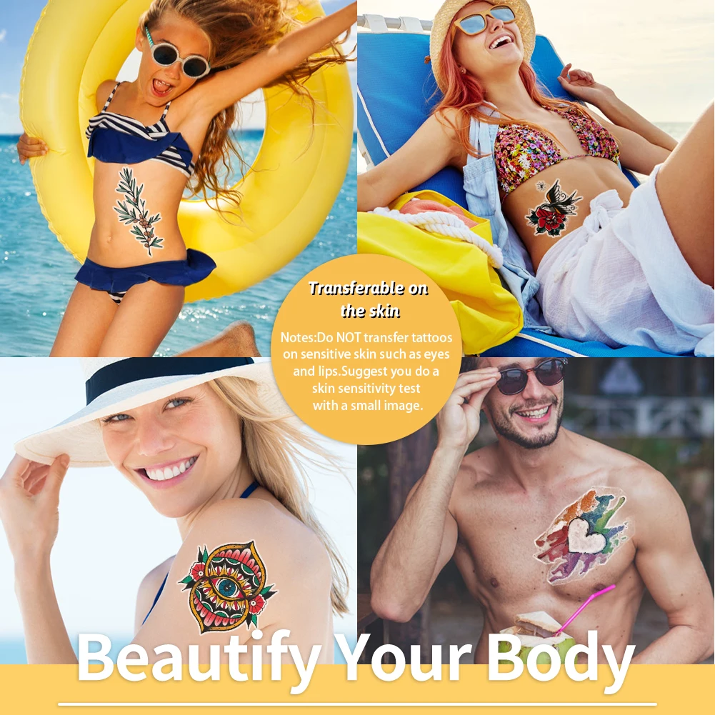 TransOurDream  A4 10PCS Printable Temporary Tattoo Transfer Paper for Inkjet & Laser Printer Skin White Background DIY