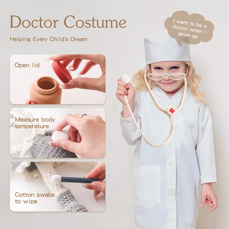 Silicone Médicos Pretend Play Brinquedos para Crianças, Finja Role Play, Boneca Acessórios, Aprendizagem, Educação Brinquedos, Babies Presentes