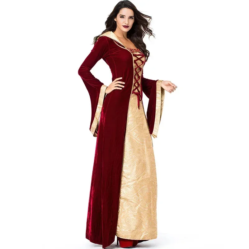 فستان نسائي من عصر النهضة في العصور الوسطى رداء بوريم للهالوين كرنفال زي سيدة العروش للبالغين