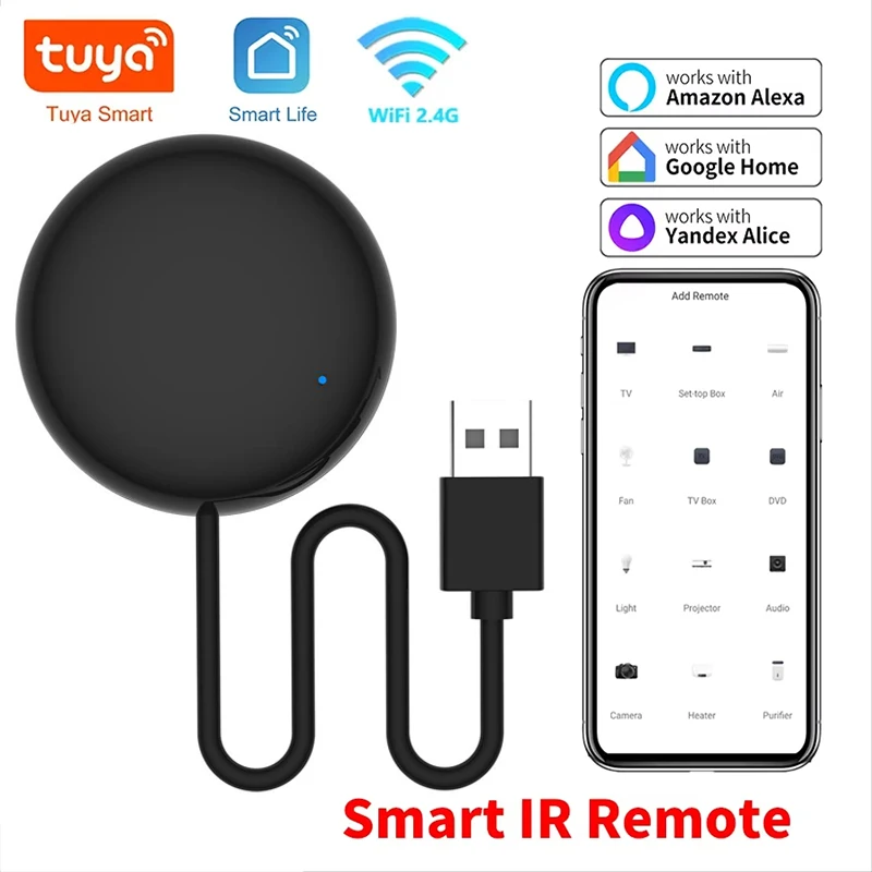IR Remote Control Hub Controls TV Air Conditioner Smart Home Automation Gear For Universal Infrared APPliances Compact Design