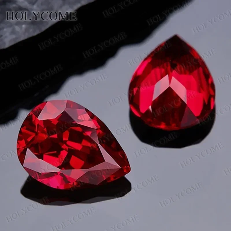 Up-to-Date AGL Certificate Selectable Lab Grown Ruby Pear Cut Teardrop Pigeon Blood Red VVS Gemstone Diy Jewelry Making Material