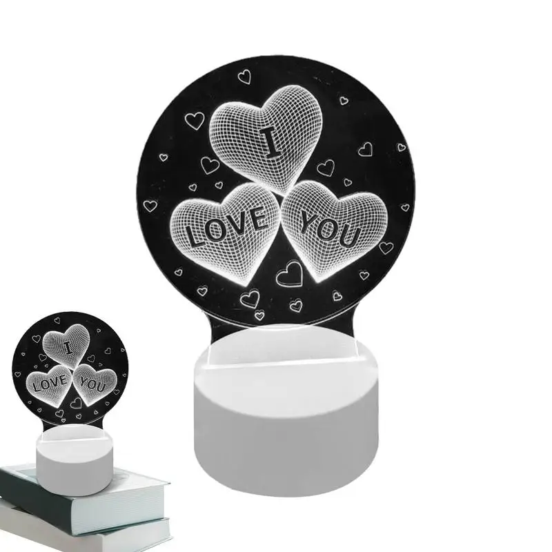 

Heart Nursery Night Light Clear Bedside Table Night Light Non-slip Base Romantic Night Lamp For Dormitory Desktop Kid Room