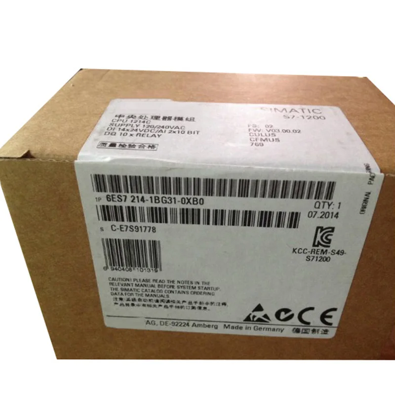 

Совершенно новый оригинальный программируемый контроллер 6ES7214-1BG31-0XB0 CPU1214C
