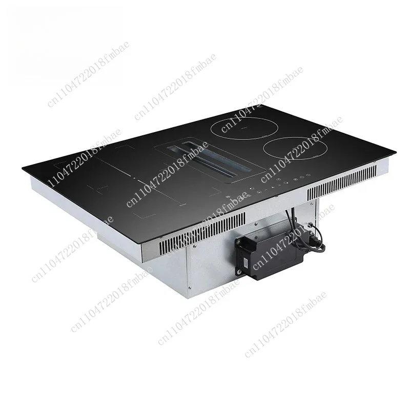 Space saving powerful suction and invisible installation of low-noise range hood, embedded suction and induction stove