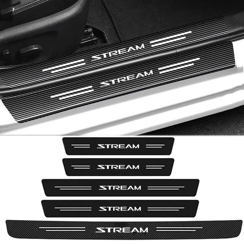 Car Welcome Pedal Stickers Pedal Protect Film Carbon Fiber Door Threshold Scuff Plate Decals Auto Accessories For Honda Stream