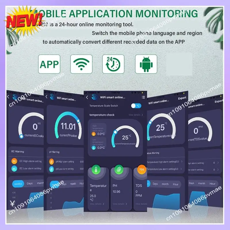 T24C Tuya Wifi 1 In 8 Waterkwaliteit Tester S. G PH EC/ORP TDS/CF ZOUT/TEMP Meten Analyzer DIY Monitor US Plug