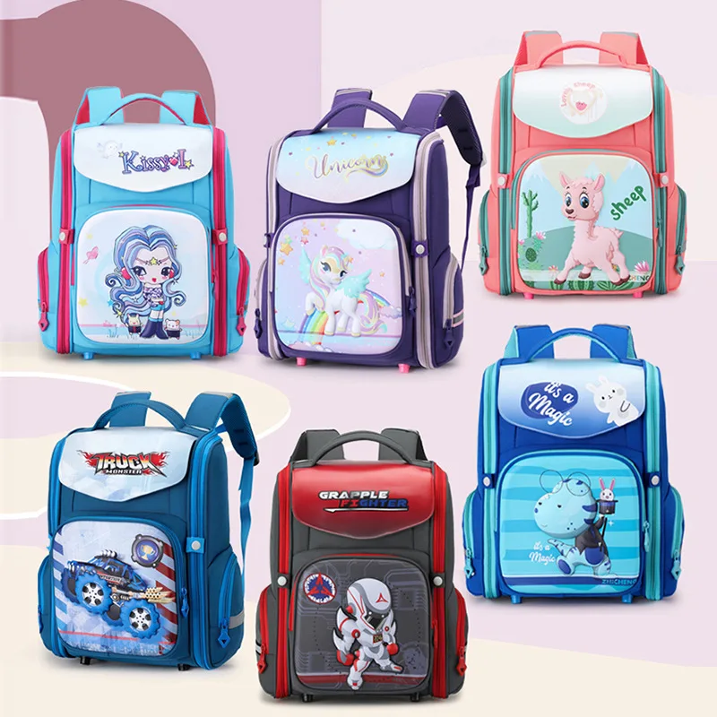 2023 New School Bags For Girls Boys Primary Student Shoulder Orthopedic Backpack Grade 1-5 Large Capacity Kids Gift Mochila