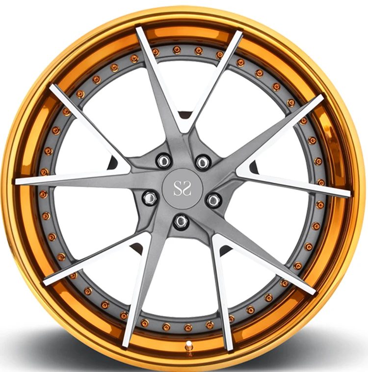 For Jaguar F-Type 5x108  3-PC Sport Forged Alloy  Rims 20 21 22 inches Golden Lip