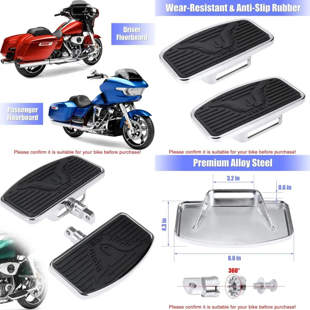 

Motorcycle Floorboards for Harley, Rider/Driver/Passenger Footboard Footrest Foot Peg for Harley Davidson Touring Street/Electra