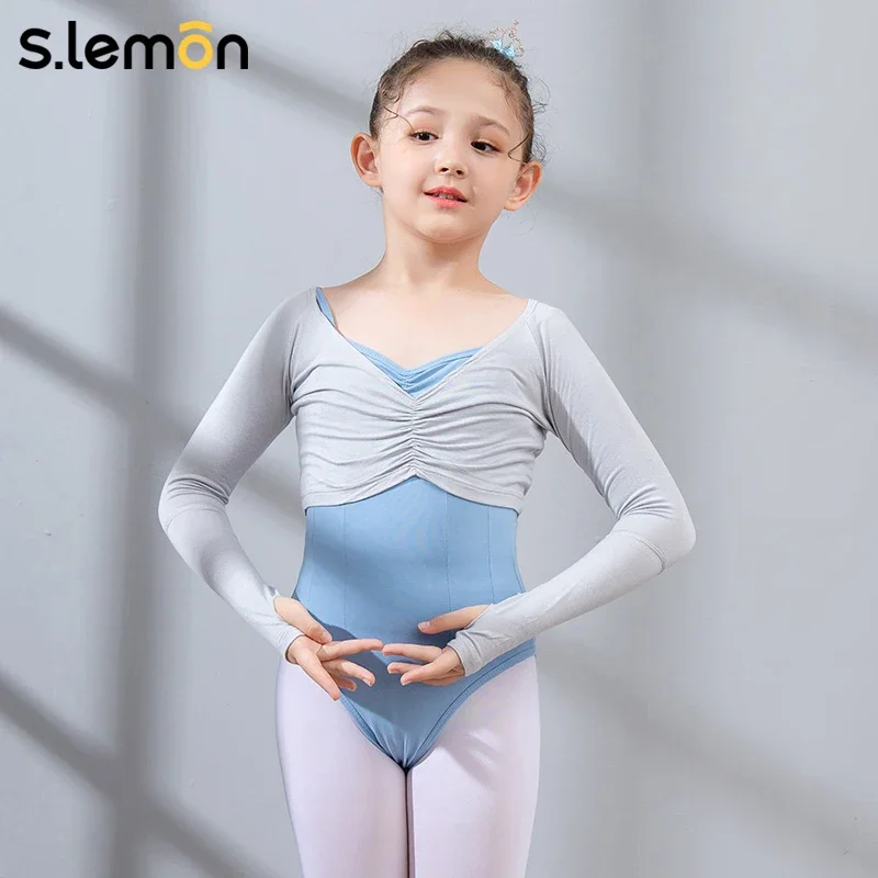slemon-4-12y-ガールズ-バレエ-ダンス-アウター-モーダル-薄手-長袖-ショール-クロップトップ