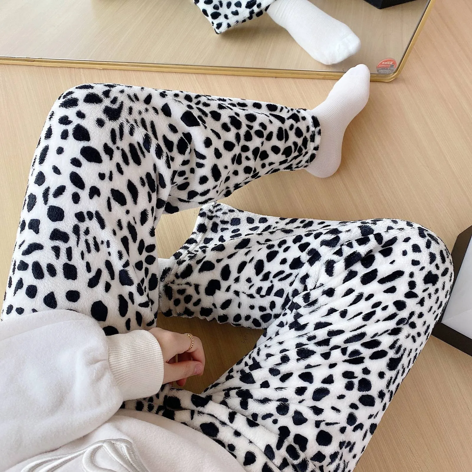 Fashion Warm Plush Home Pants Cashmere Thick Plaid Ladies Winter Casual Loose Autumn Pajamas Pants Comfortable Y2K Sweet Pants