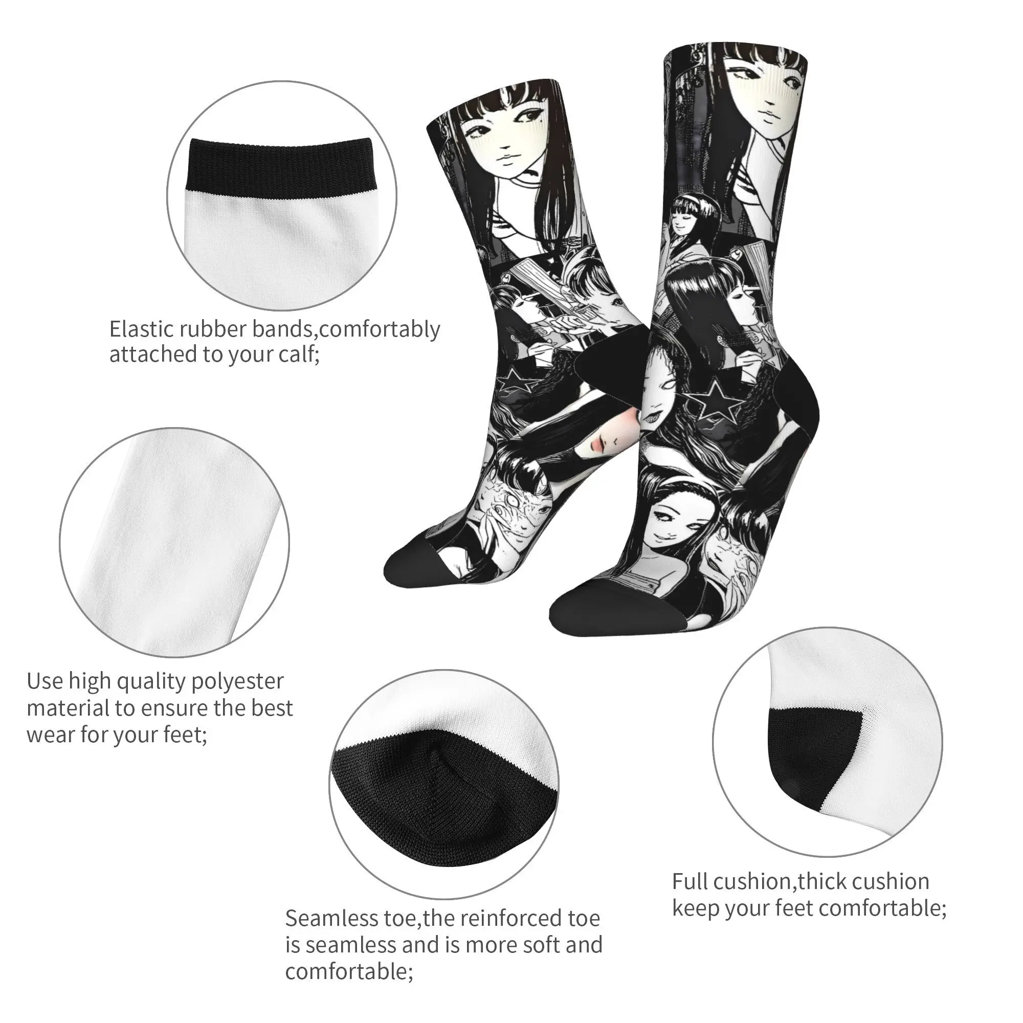 Tomie Junji Ito calcetines antibacterianos Unisex hombres suaves transpirables calcetines para deportes al aire libre primavera Vintage calcetines gráficos