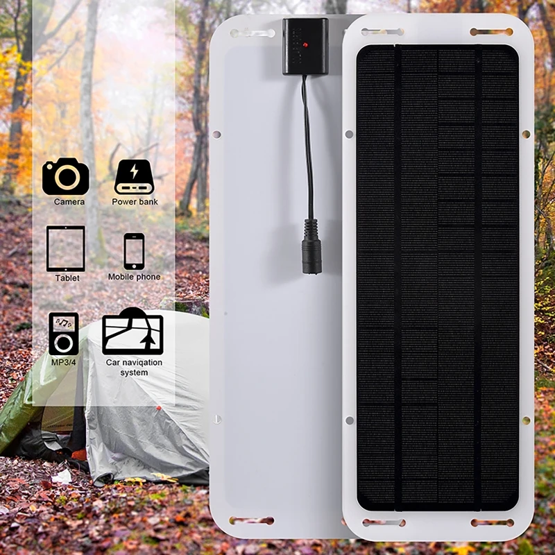 18V PET Solar Panel USB/DC Output Portable Solar Cell Power Chager for Moblie Phone Camping Emergency Power Supply
