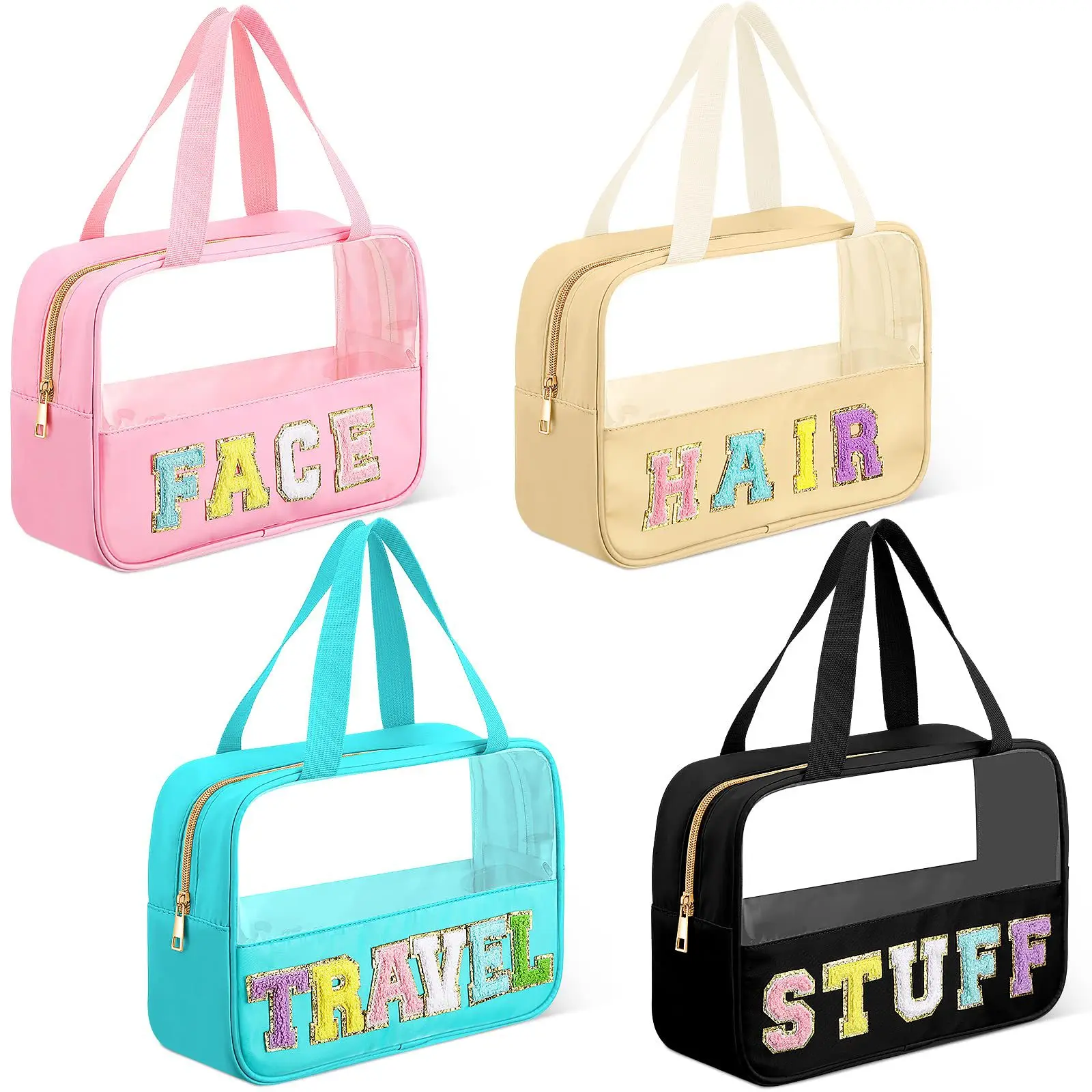 

Waterproof large travel toiletries storage bag, cloth embroidery makeup storage handbag