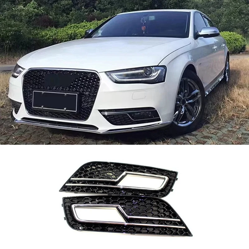 

Honeycomb Mesh Front Bumper Fog Light Grille Cover For A4 B8.5 B9 2013-2016 Fog Lamp Grill 8K0807681K 8K0807682K