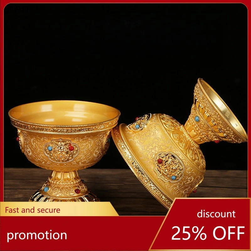 

Cz worship supplies water cup for buddha cup eight auspicious copper gilt diamond handmade holy water cup fasting bowl