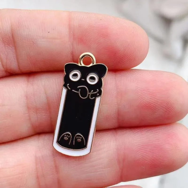 10pcs Bottle Cat Charm for Jewelry Making Enamel Necklace Pendant Bracelet Earring Diy Supplies Craft Accessories Gold Plated