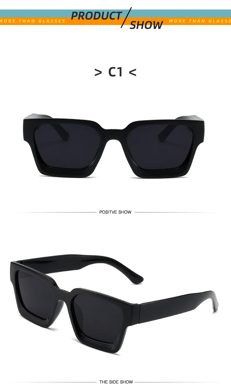 Neue Vintage-Sonnenbrille für Damen und Herren, Quadratischer PC-Rahmen, Marken-Designer Retro-Shades, Modische Sonnenbrille ﻿ für Männer – Detail 10