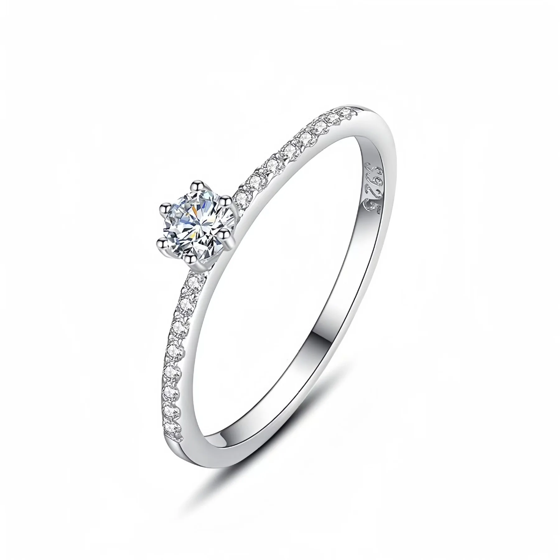 JoiasHome 925 Sterling Silber Moissanit-Ring für Damen, 4,5 mm, minimalistischer Sternenhimmel-Schmuck, Geschenk zur Verlobung – Detail 3