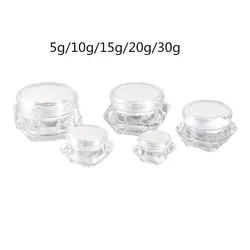 20pcs/lot 3/5/10/15/20/30g Acrylic Small Diamond Cream Bottles High Quality Empty Eye Cream Jars Sample Boxing Makeup Jars