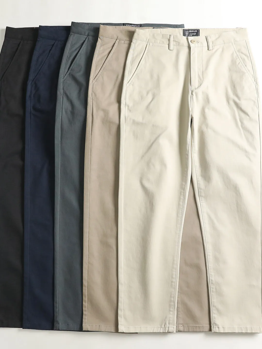 

Khaki Men's Casual Pants Spring Autumn New Sle Slightly Elastic Straight Leg Thin Foot Micro Loose Versatile Nine Points Pants