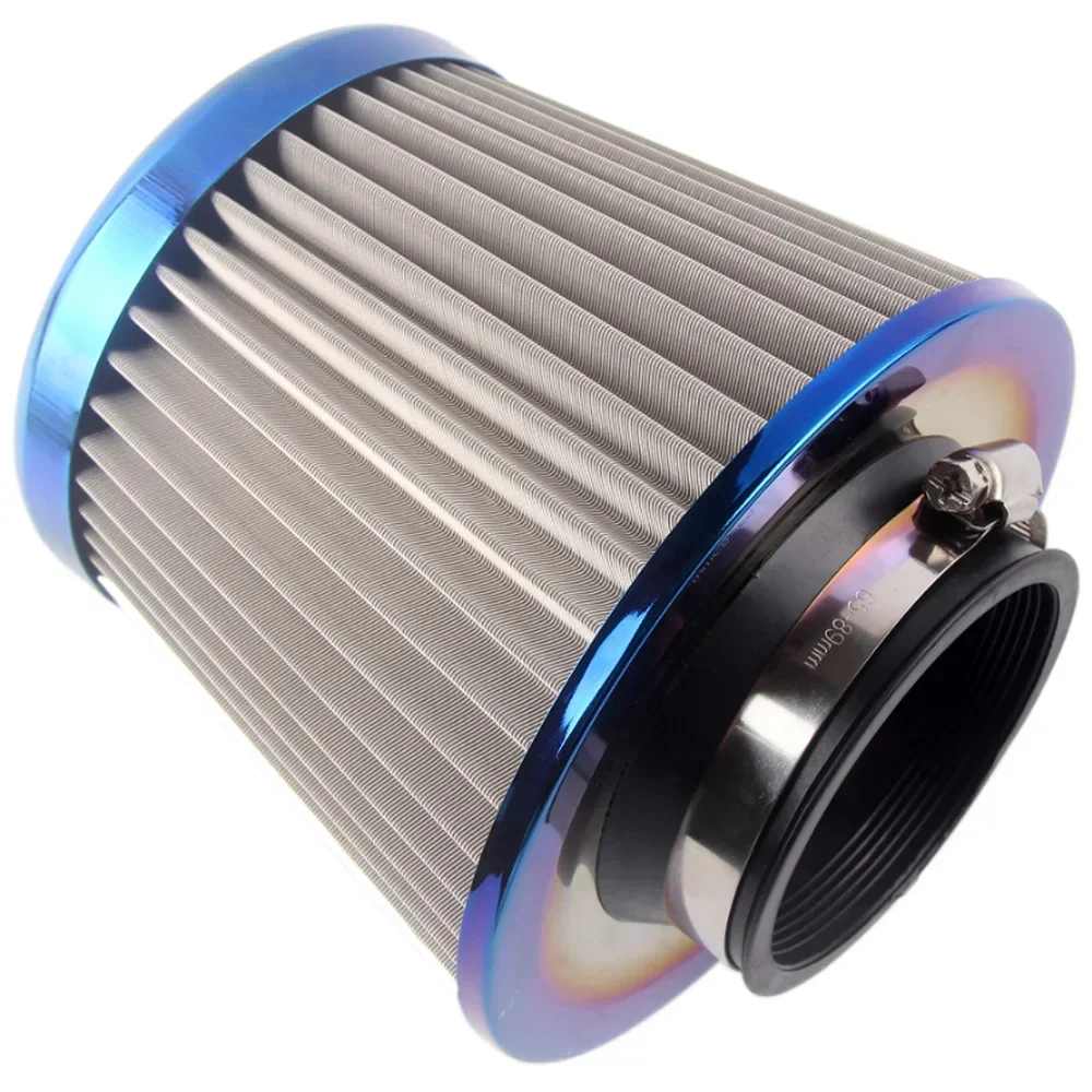 Universal Stainless Steel Auto Air Intake System High Flow Cone Cold Air Filter 60MM 65MM 70MM 75MM AF07