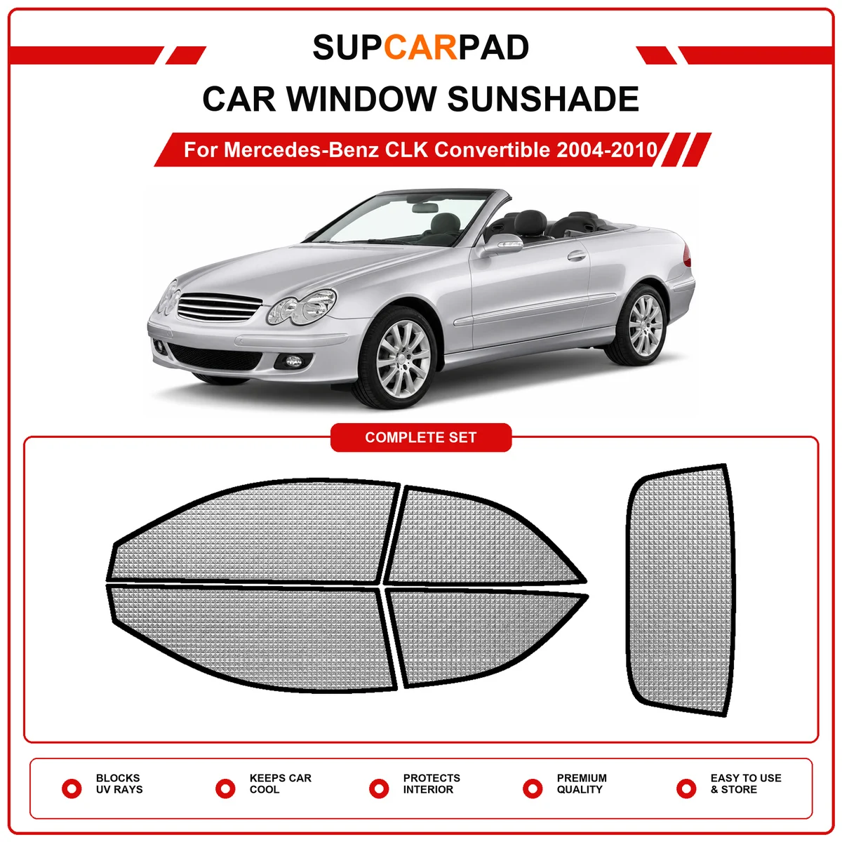 For Mercedes-Benz CLK Convertible 2004-2010 Pre‑Cut Auto Window Sunshade Anti‑UV Car Sun Visor Protector