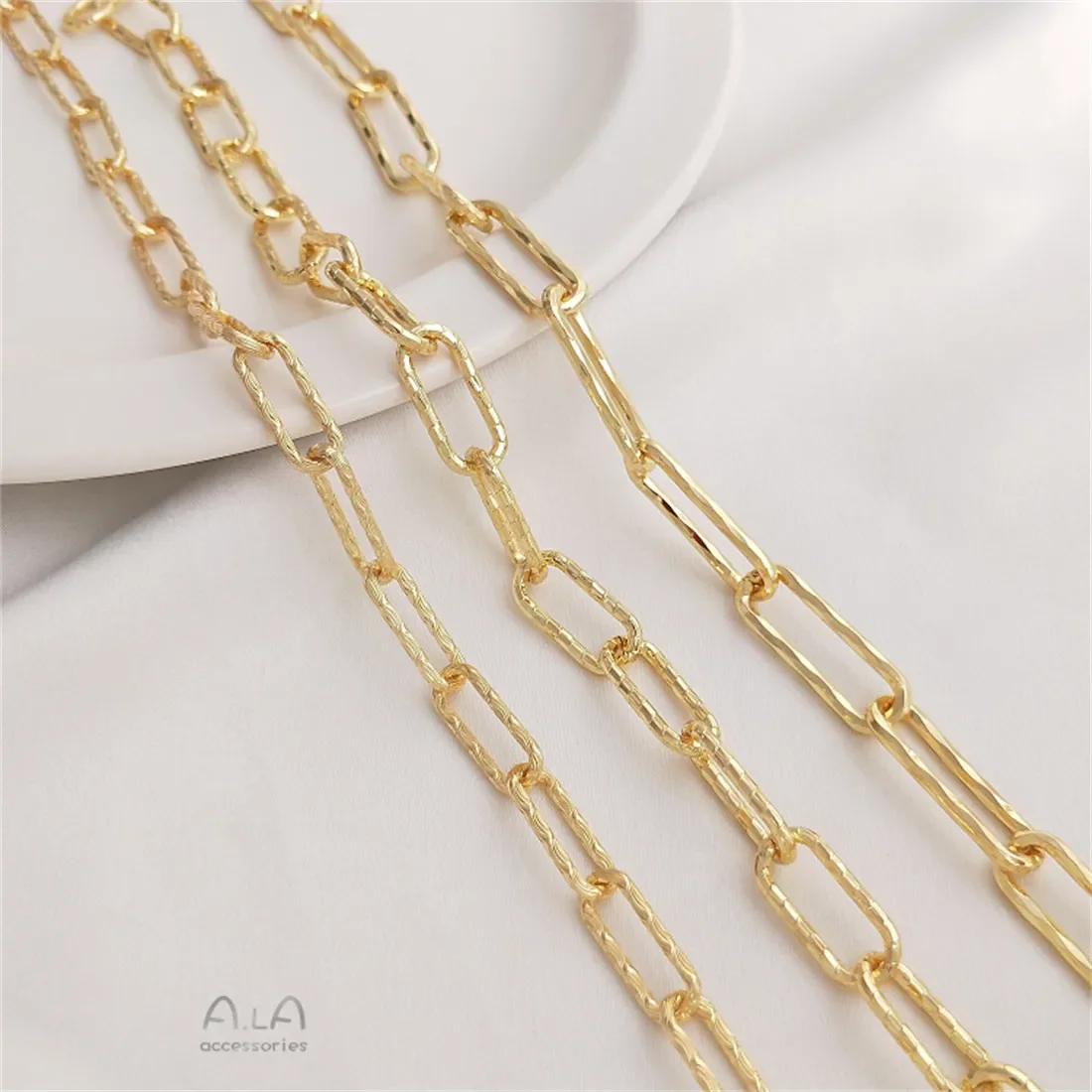 

14K Gold-clad Europe and America Wind Long O Chain Carved Rough Chain Handmade Diy Bracelet Necklace Jewelry Loose Chain B639